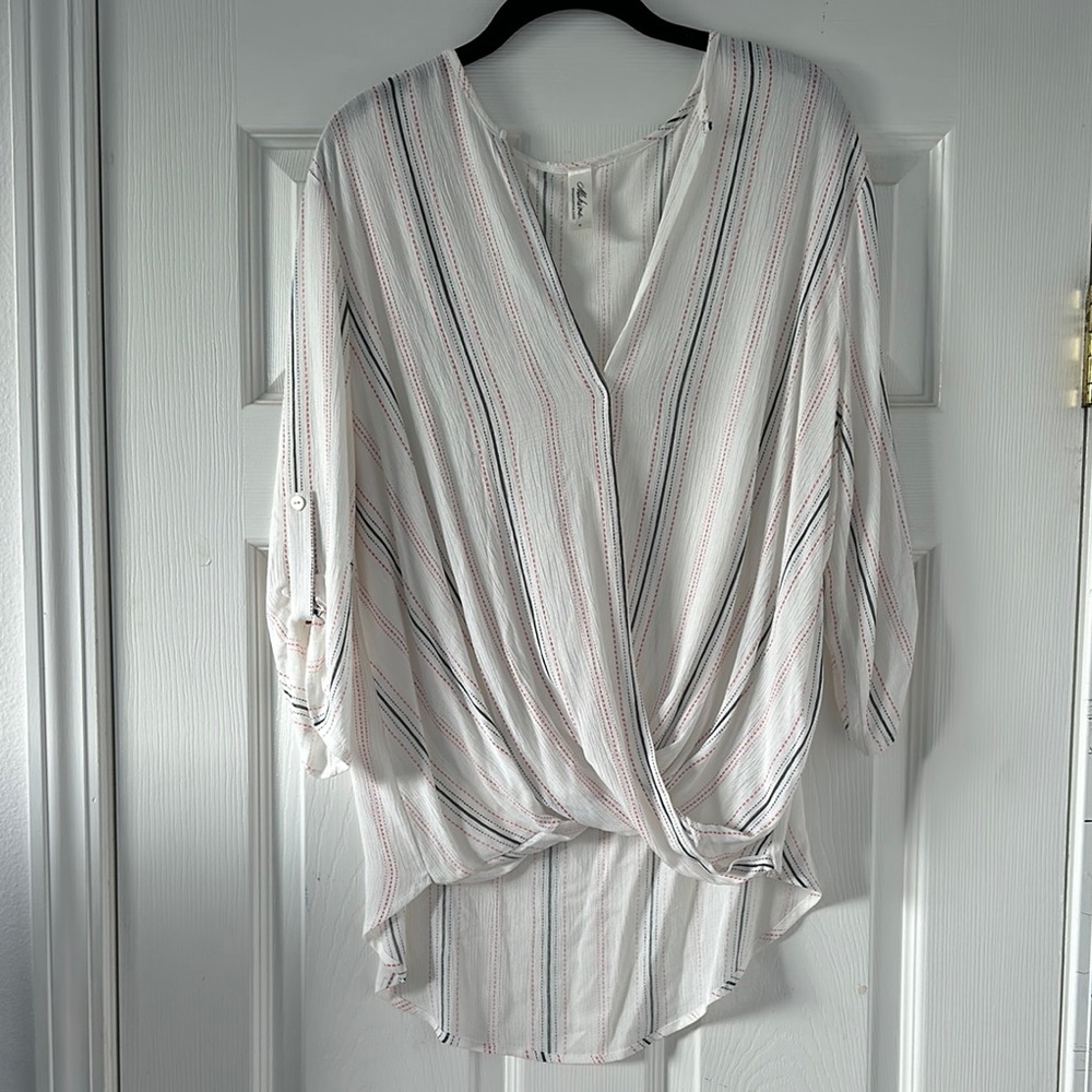Striped White Blouse